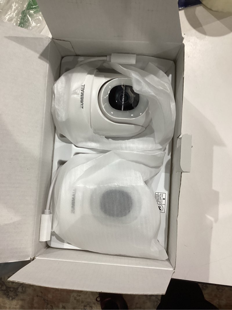 Condition photo showing Good Condition for zumimall 3mp outdoor camera wired 2.4g/5g wifi - 2-pack, 24/7 recording, ai motion detection, cloud & sd card storage, 2-way audio, ptz camera auto tracking, compatible with alexa google 3mp 2-pack white