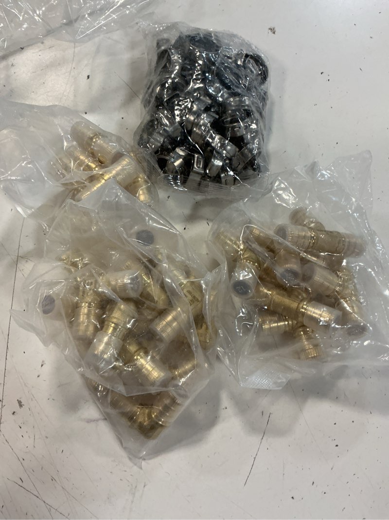 Condition photo showing Good Condition for ouru 1/2 inch 78pcs pex fittings assortment kit, 12pcs 90 degree elbow, 6pcs tee, 6pcs straight couplings no lead brass connectors, with 54pcs pex crimp rings, leak-proof design for pex pipe 1/2" x 24pcs kit