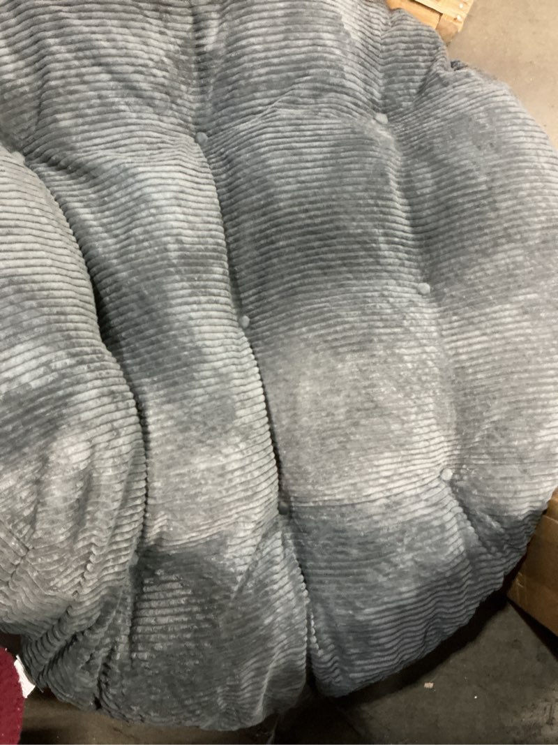 Condition photo showing As Is for HIGOGOGO Papasan Chair Cushion with Corduroy Cover (Without Chair), 48 x 48 Inch Supportive Cushion, Overstuffed Chair Cushion,Dark Grey
