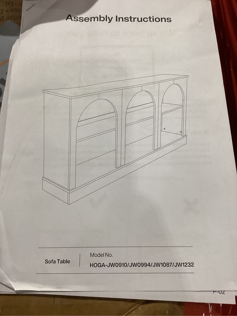 Condition photo showing As Is for Similar to stock photo Tribesigns 70.9\" Console Table with Storage, Wood Entryway Entry Table with 3 Arched Shelves for Foyer, Hallway, Living Room, Behind Couch Sofa, Narrow Long, Brown
