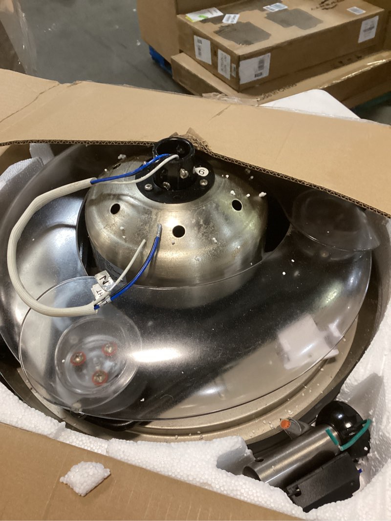 Condition photo showing As Is for Depuley Retractable Ceiling Fans with Lights: 36 Inch Modern Chandelier Ceiling Fan with Remote & APP Control - Reversible Silent Smart Dimmable LED Fandelier for Living Room Bedroom White + Black White + Black 36 Inch