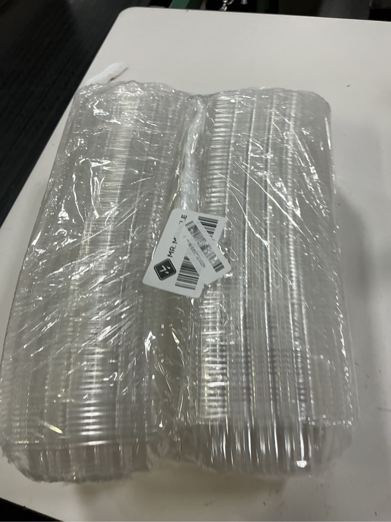 Condition photo showing Good Condition for mr miracle clamshell containers - clear disposable plastic to-go, leak-resistant and durable for delivery like uber eats, ideal for cakes, salads, small sandwich, personalizable (5" x 5" - 100 count)