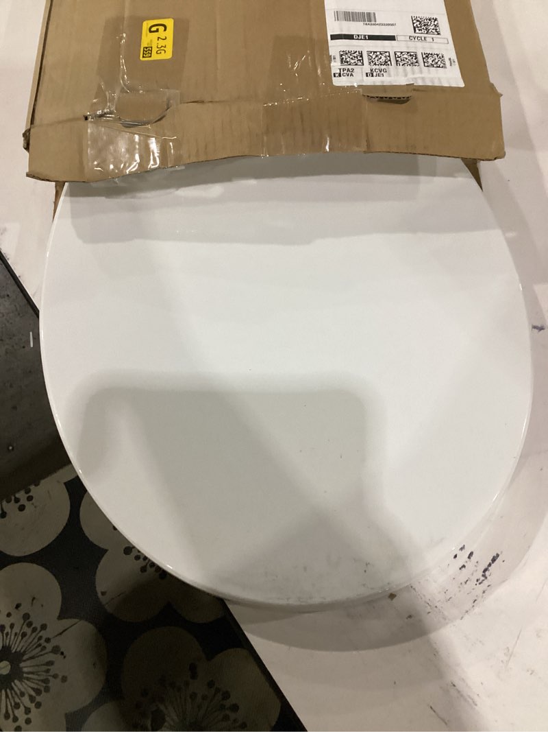 Condition photo showing As Is for 1m family toilet seat, patented slow close & quick releasing technology, anti-wiggling, easy to install and clean, standard round with toddler seat built in (1 piece) 1 round with toddler seat built in