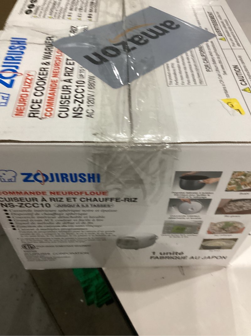 Condition photo showing As Is for Zojirushi NS-ZCC10 5-1/2-Cup Neuro Fuzzy Rice Cooker and Warmer, Premium White 5.5-Cup uncooked rice