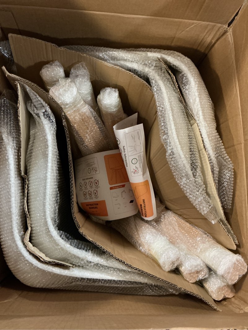 Condition photo showing New/Like New for Sweetcrispy Dining Chairs Set of 4 Kitchen Room PU Leather Mid Century Modern Chairs, Upholstered Dining Desk Chairs with Wood Legs for Home Kitchen, White Basic White Set of 4