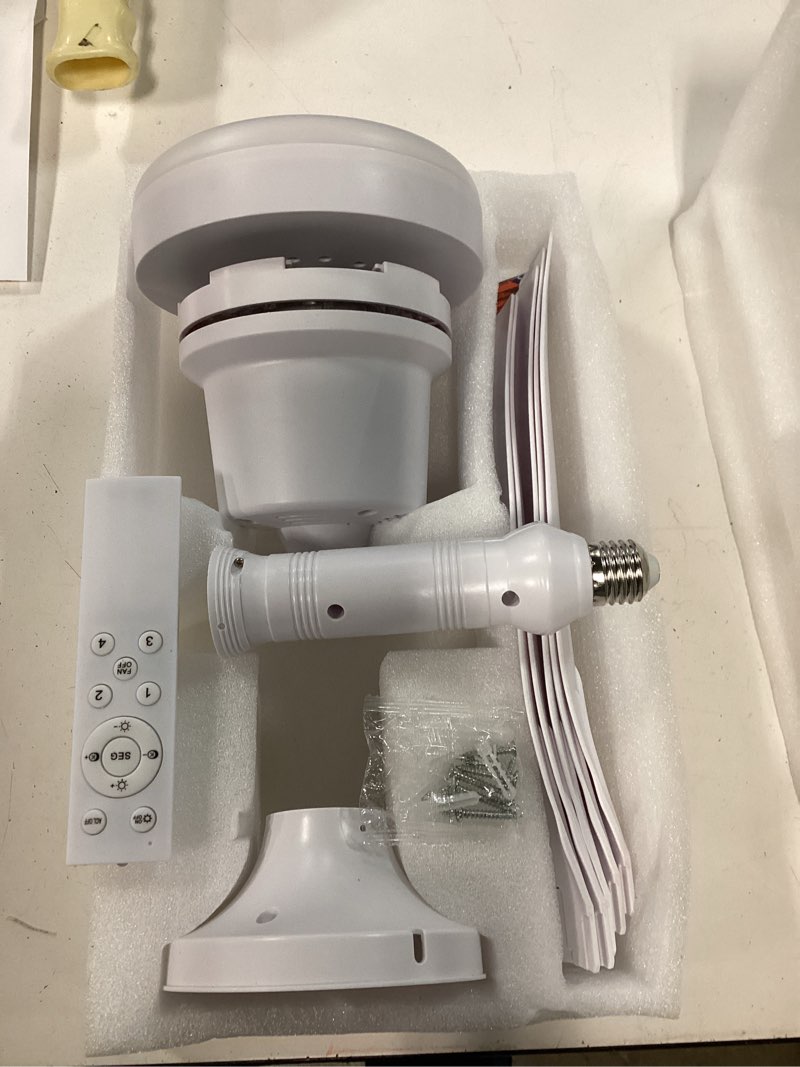 Condition photo showing New/Like New for 30 inch ceiling fan with light, flush mount low profile ceiling fan with remote control, e26 easy led light, reversible dc motor, 3cct dimmable led, 4 speeds quiet fan for bedroom living room