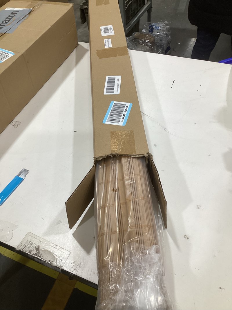 Condition photo showing Good Condition for LazBlinds Cordless Bamboo Roman Shades, Light Filtering Window Treatment, Roll Up Bamboo Blinds for Windows, 31'' W x 60'' H Light Filtering - Squirrel 31'' W x 60'' H