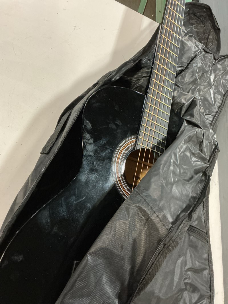 Condition photo showing Good Condition for Pyle Beginner Acoustic Guitar Kit, 4/4 Full Size All Wood Build Nylon String Instrument with Capo, Strap, Extra String Set, Gig Bag, Guitars for Beginners Adults Youth, 39" Black Gloss 39" Right Handed Black Gloss
