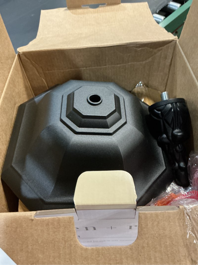 Condition photo showing As Is for allen + roth french 21.34-in black traditional outdoor light post lantern