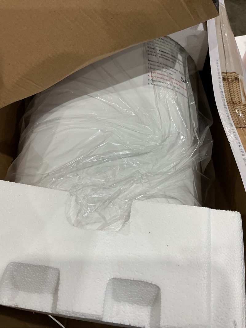 Condition photo showing As Is for sameat heated towel warmers for bathroom - large towel warmer bucket, wood handle, auto shut off, fits up to two 40"x70" oversized towels, white