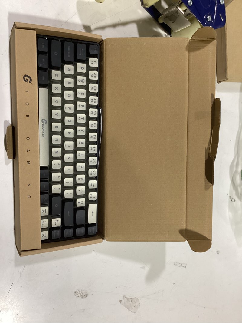 Condition photo showing New/Like New for 65% gaming keyboard, wired backlit mini keyboard, ultra-compact anti-ghosting no-conflict 68 keys membrane gaming wired keyboard for pc laptop windows gamer grey-black