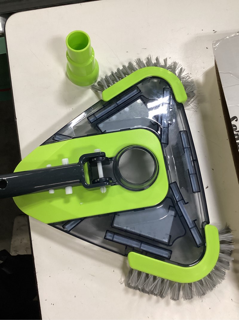 Condition photo showing As Is for sepetrel upgrade pool vacuum head with side brush & universal rotatable hose adapter,weighted triangular shape(safe for vinyl liner pool)
