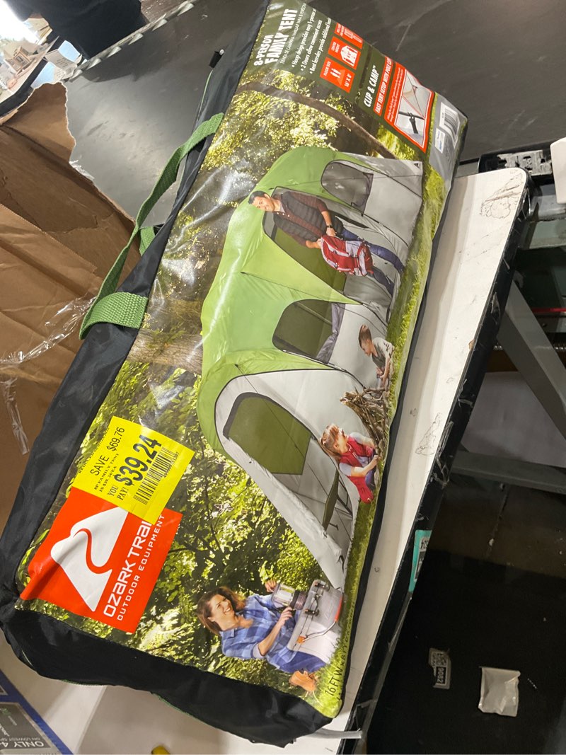 Condition photo showing As Is for ozark trail 8-person clip & camp dome family tent, 16' x 8' x 78", 23.81 lbs