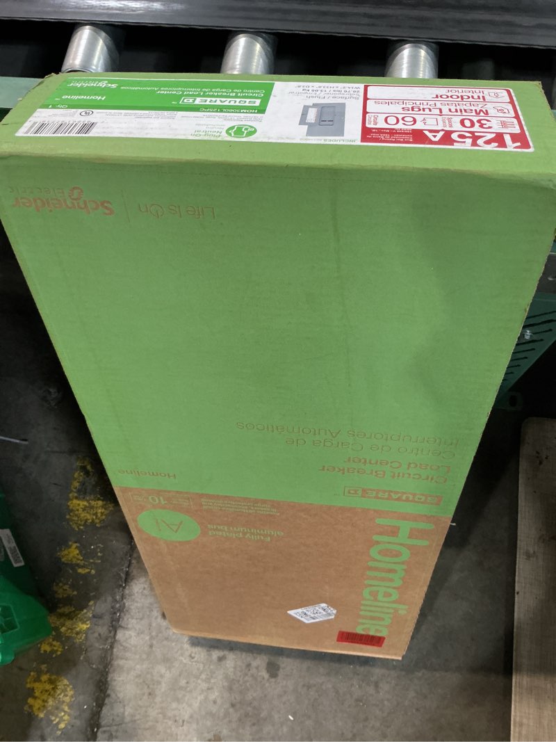 Condition photo showing New/Like New for square d - hom3060l225pgc homeline 225-amp 30-space 60-circuit indoor main lugs load center with cover and ground bar, plug-on neutral ready