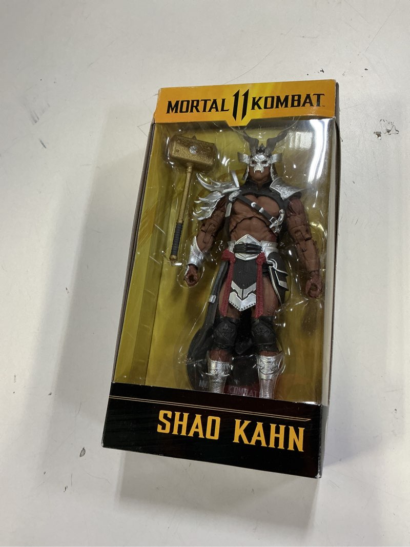 Condition photo showing New/Like New for McFarlane Toys Mortal Kombat Shao Kahn (Platinum Kahn) 7" Action Figure with Accessories