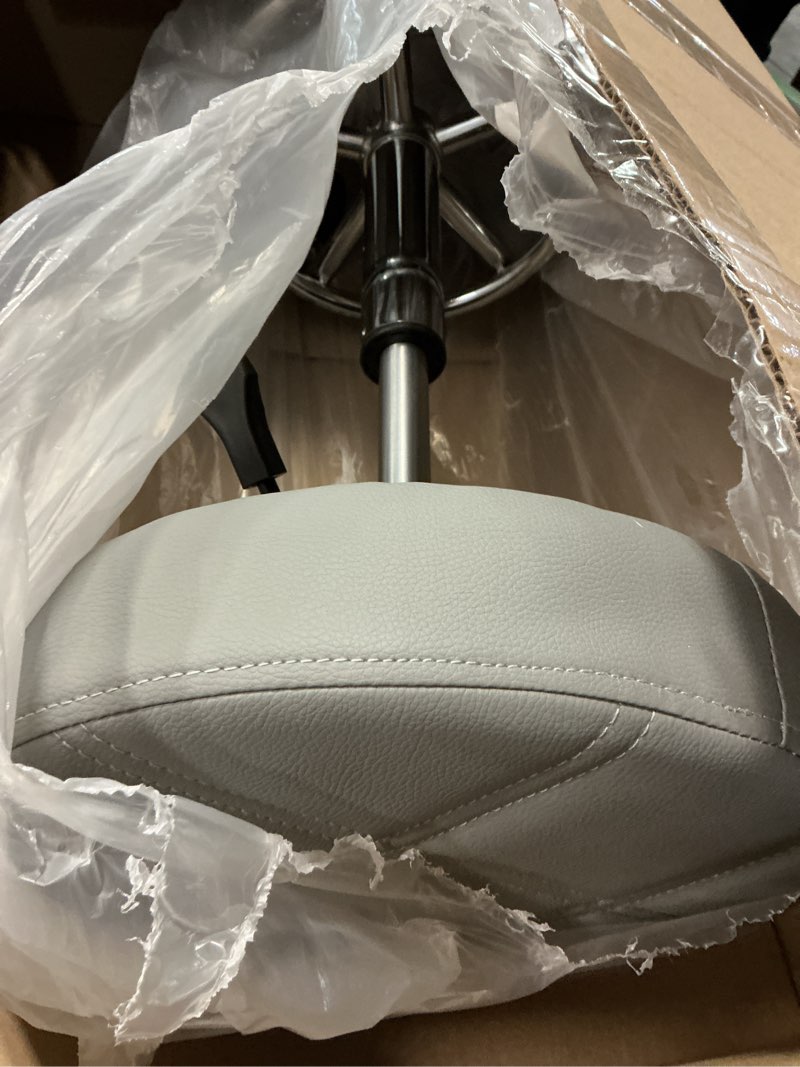 Condition photo showing Good Condition for kktoner round rolling stool chair pu leather height adjustable swivel drafting work spa shop salon stools with wheels office chair small (gray) grey