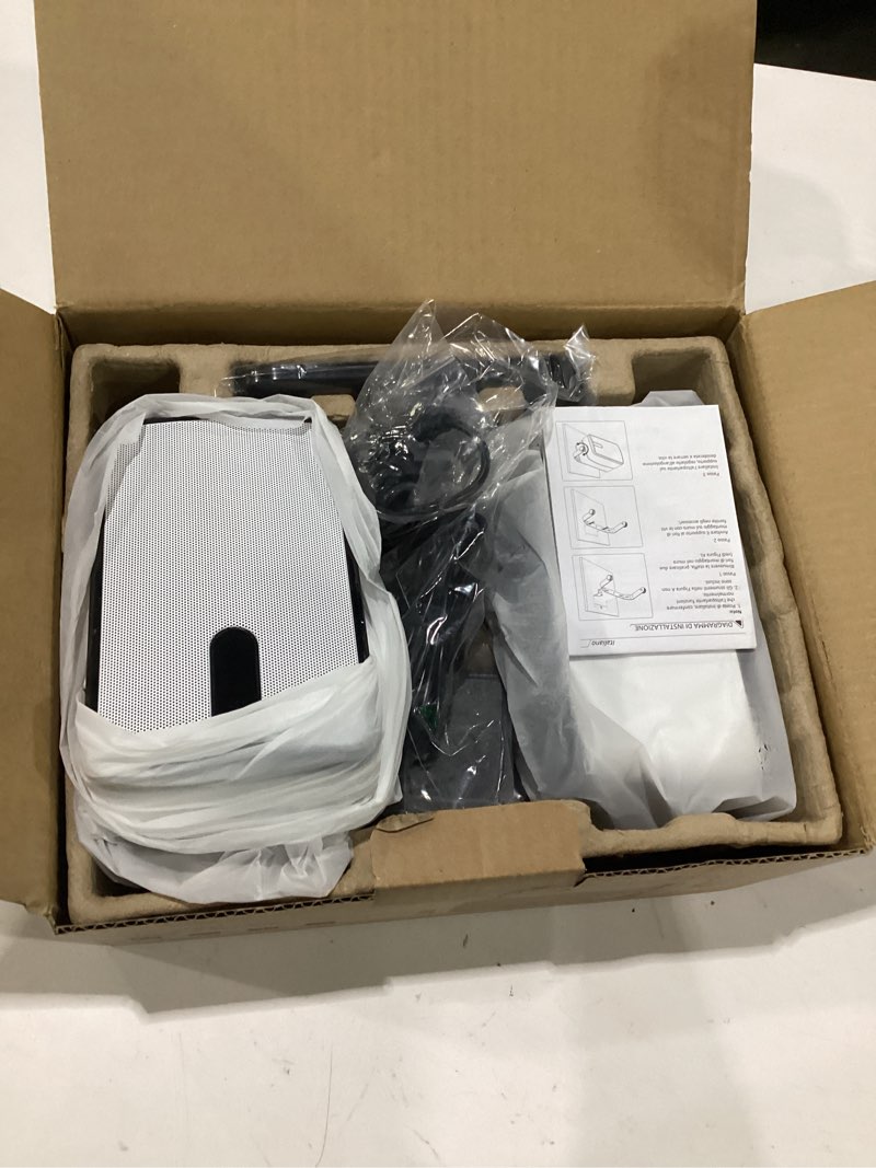 Condition photo showing As Is for yvu outdoor bluetooth speaker 250w, wireless sync up to 100 speakers,indoor/outdoor sound system for patio, porch, gazebo, garage (2 pcs)