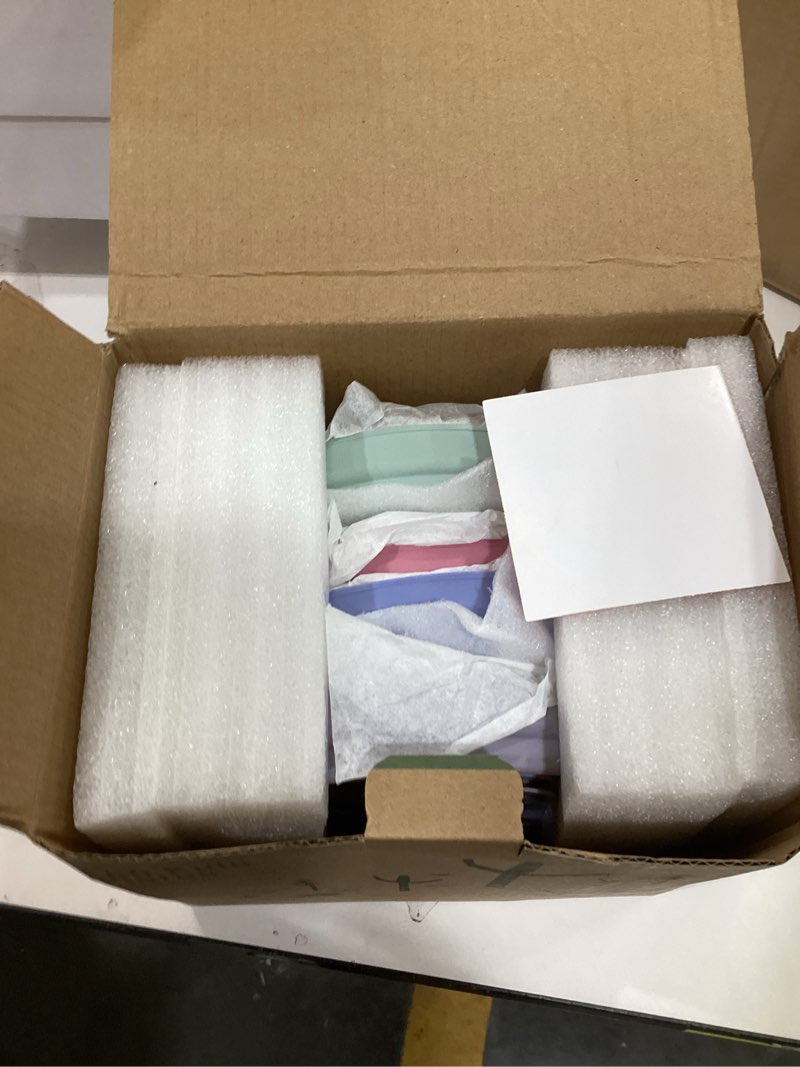 Condition photo showing New/Like New for Elk and Friends Kids 6.7” Porcelain Divided Plates with Silicone Suction Sleeves | Suitable for Babies/Kids/Toddlers | Microwave & Dishwasher Safe | Non Slip | Snack Dishes | 4 Pack Blush/Lilac/Sage/MistyBlue 6.7" Divided (Suction Sleeve)