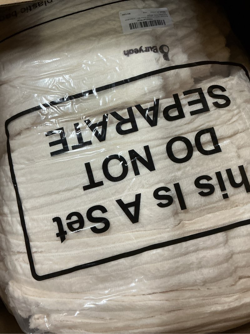 Condition photo showing New/Like New for Buryeah 12 Pcs Flannel Throw Blanket Bulk 50 x 60 in Sleepover Blankets Outdoor Wedding Throw Lightweight, Oeko-TEX Standard 100 Certified for Sofa Donation Homeless Gifts (Beige) 12 Beige