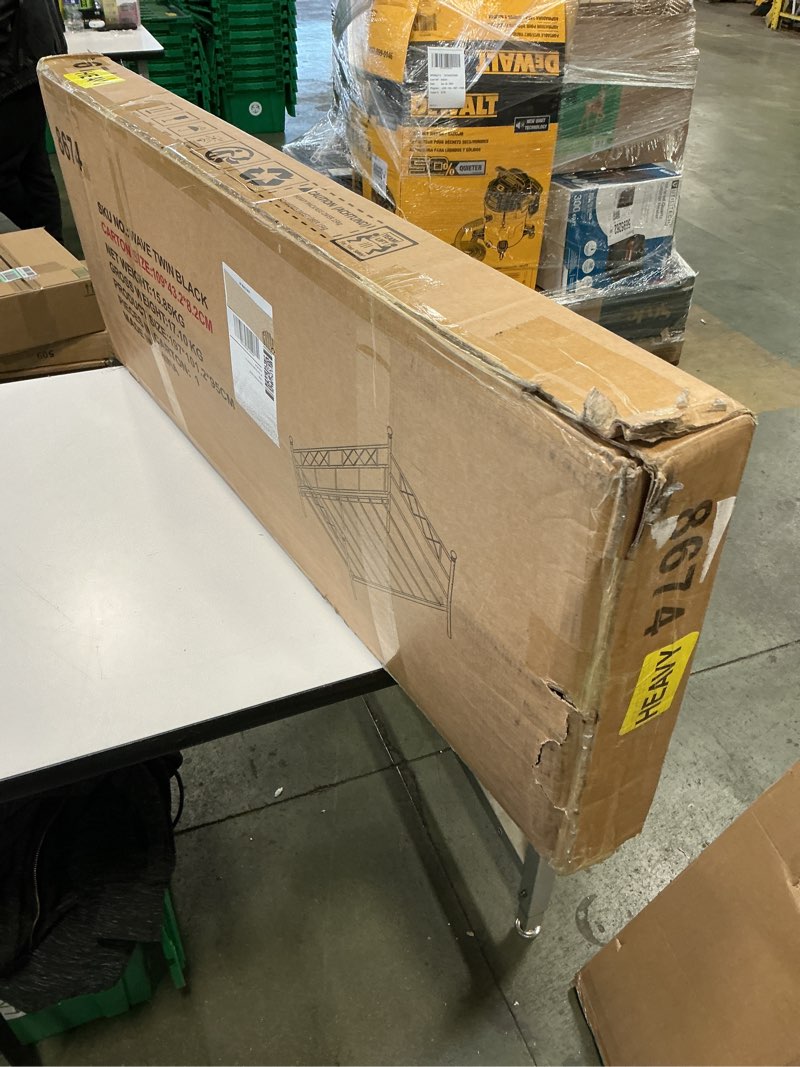 Condition photo showing New/Like New for Twin Size Daybed Frame, Day Bed Black Metal Daybed Frame with Headboard, Mattress Platform Base Box Spring Replacement Sofa Bed for Living Room Guest Room/Style X/Black Twin Size Style X-Black