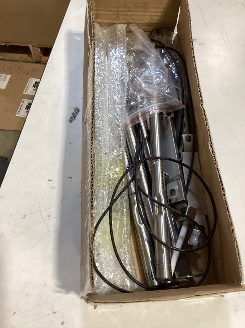 Condition photo showing As Is for grill replacement parts for charbroil performance 4 burner 463365021 463350521 463354021 5 burner 463448021 463450022 463455021 g327-2100-w1 burner,g325-0002-w1 heat plates grill parts for char-broil