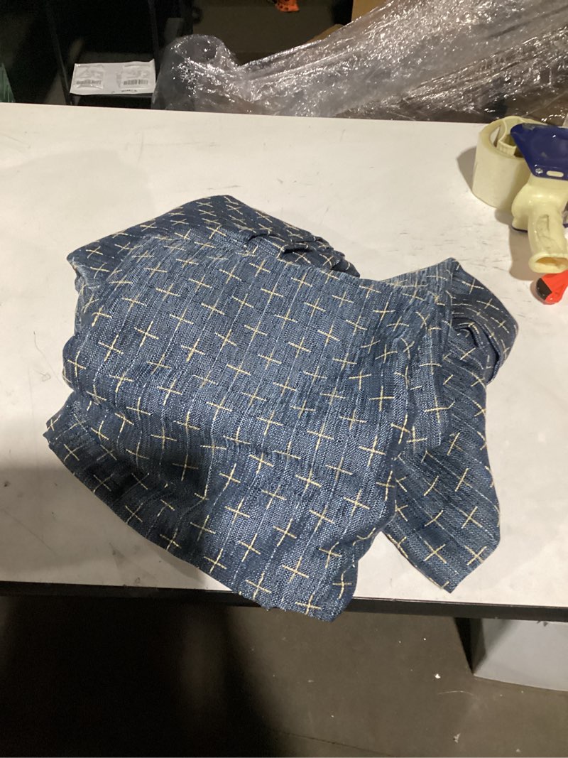 Condition photo showing Good Condition for MIULEE Decorative Back Tab Linen Curtains with Geometric Pattern for Living Room Bedroom Farmhouse Rustic Thick Woven Textured Patterned Mudcloth Drapes 90 Inch Long 2 Panels Set, Blue Blue 52"W x 90"L (Pack of 2)