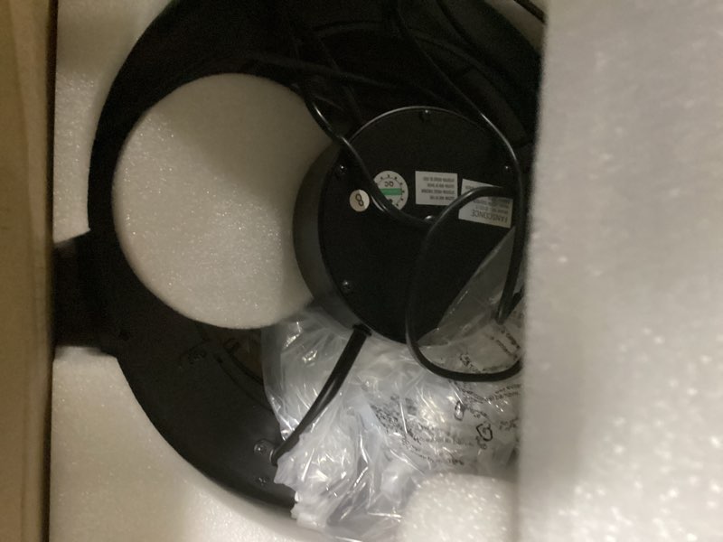 Condition photo showing Good Condition for wall mounted fan with lights, 23” wall mount fan with remote, 6 speeds plug in wall fan, reversible, 3cct, dimmable, noiseless, 360°adjustable tilt for workshop, patio, home
