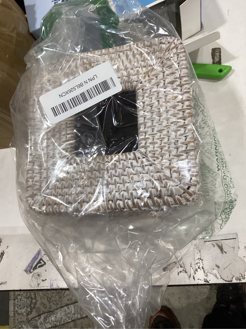 Condition photo showing Good Condition for rattan tissue box cover square, wicker tissue box holder with lid, natural woven facial tissue holder for bathroom, kitchen, living room (whitewash)