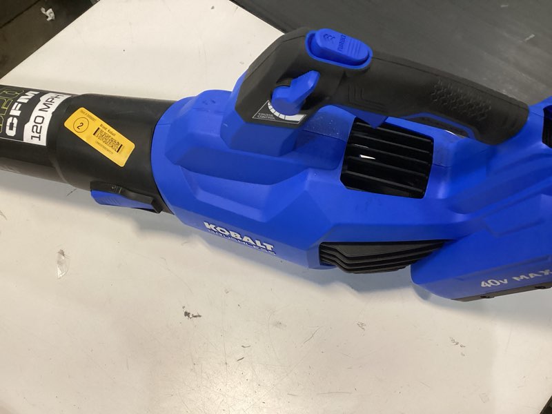 Condition photo showing As Is for Kobalt Gen4 40-volt 520-CFM 120-MPH Battery Handheld Leaf Blower 4.0 Ah