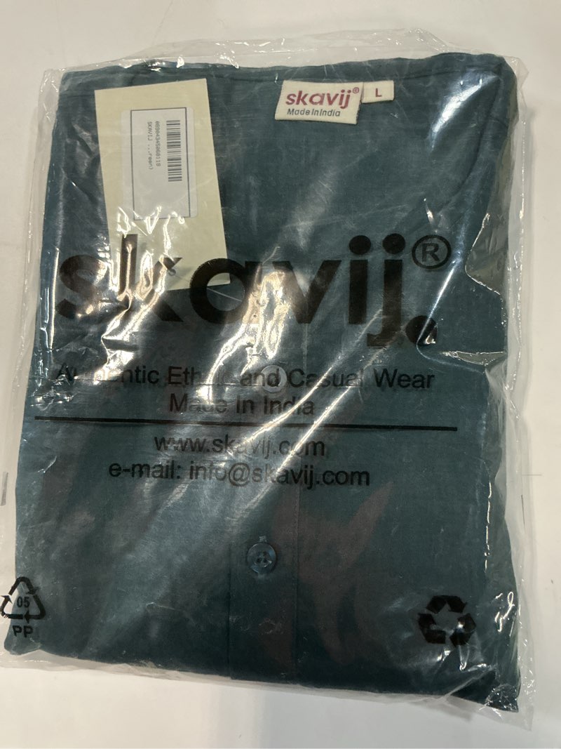 Condition photo showing New/Like New for skavij men's cotton 2 piece set casual straight longline round neck shirt solid pant regular outfit (l ,green)