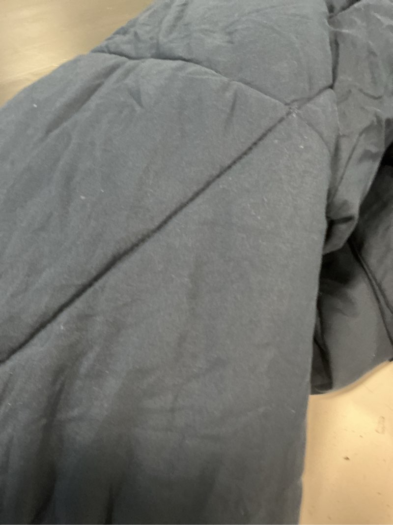Condition photo showing As Is for bedsure navy duvet cover king size - 3 pieces prewashed cotton-like polyester extra soft bedding set, includes 1 duvet cover 104x90 inches with zipper closure & 2 pillow shams, comforter not included 05 - navy (no comforter) king (104" x 90")