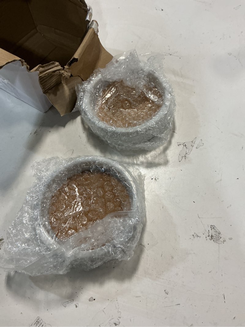 Condition photo showing Good Condition for Hoolerry 2 Pieces Marble Wine Bottle Coaster Set Marble Wine Bottle Holder Small Marble Wine Stand with Absorbent Cork for Table Glass Jewelry Key (White,4.7 x 4.7 x 1.2)