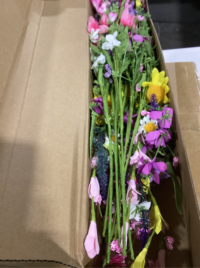 Condition photo showing Good Condition for yawwind 12 pcs colorful spring flowers 17 inches spring floral stems rustic wildflower bouquet summer flower picks with daisy for vase table indoor wedding party 12 yellow red color
