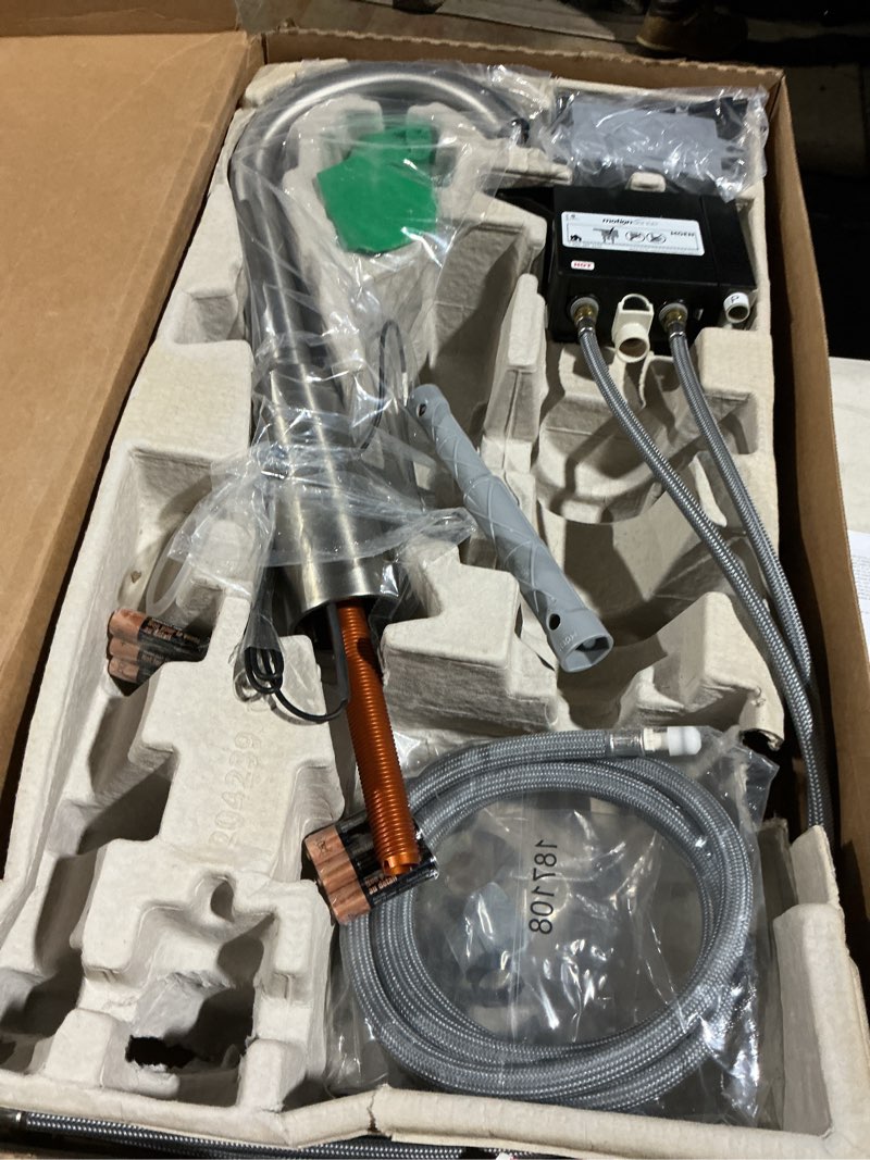 Condition photo showing As Is for Moen Riley Spot Resist Stainless Hands-Free Touchless Sensor Single Handle Pull Down Kitchen Faucet, 7402EWSRS Wave Sensor Spot Resist Stainless