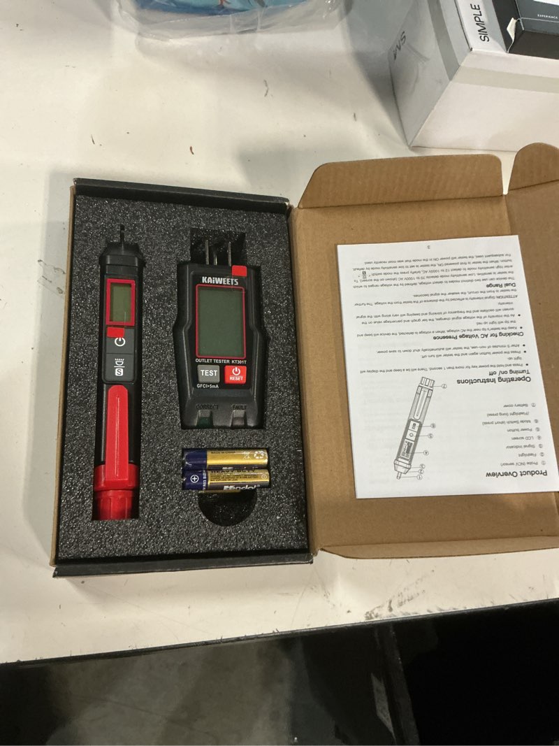 Condition photo showing New/Like New for kaiweets electrical test kit, non-contact voltage tester and gfci outlet tester with lcd display, wiring fault checker, outlet tester kit for electrician, diy, 2-piece