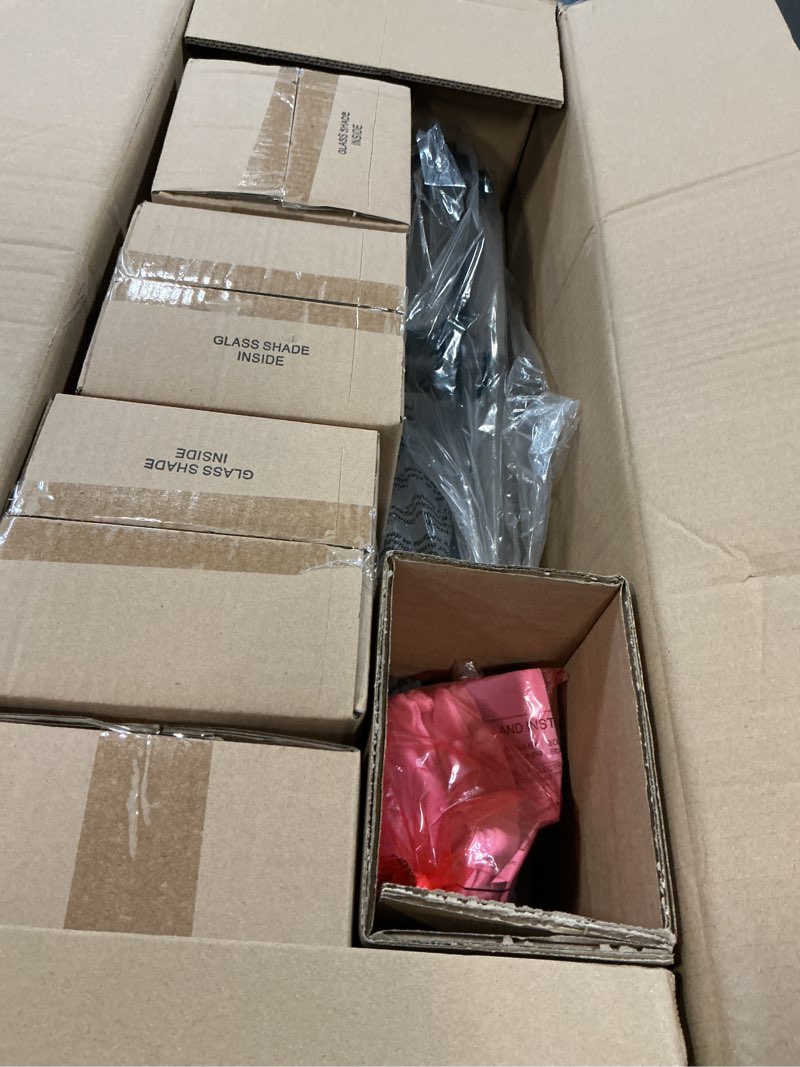 Condition photo showing As Is for Vanity Lights for Bathroom Large 31.5", Farmhouse Rustic Vanity Light with Bubble Glass Shades, Gray 4 Light Bathroom Lighting Fixtures Over Mirror, Bath Wall Sconce Home Decor Grey Metal 4-Light