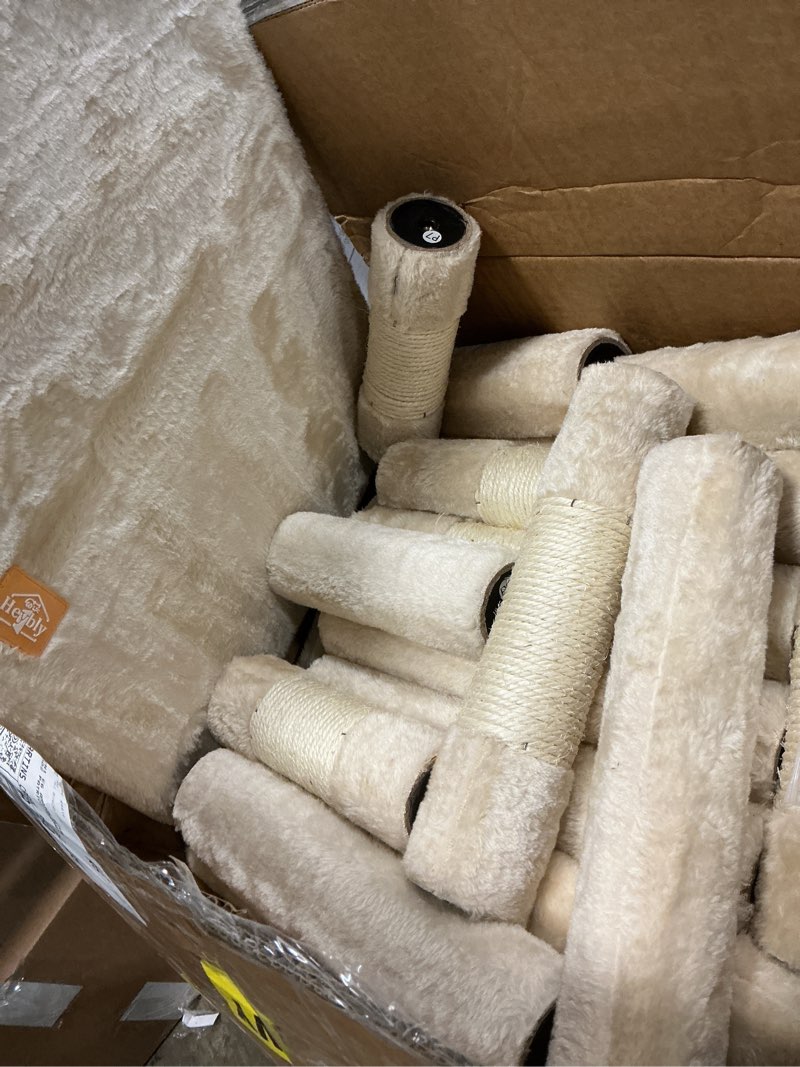 Condition photo showing As Is for PETEPELA 56.3 Inches Multi-Level Cat Tree Cat Tower with Sisal Covered Scratching Posts, Comfort Condo, Extra Large Hammock and Plush Perches Beige 56 Inches Beige