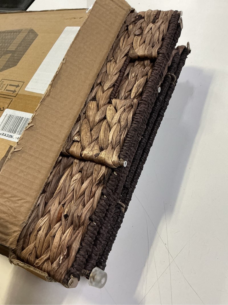 Condition photo showing As Is for lgenhoom handwoven laundry basket with lid, natural water hyacinth storage basket with handle, wicke