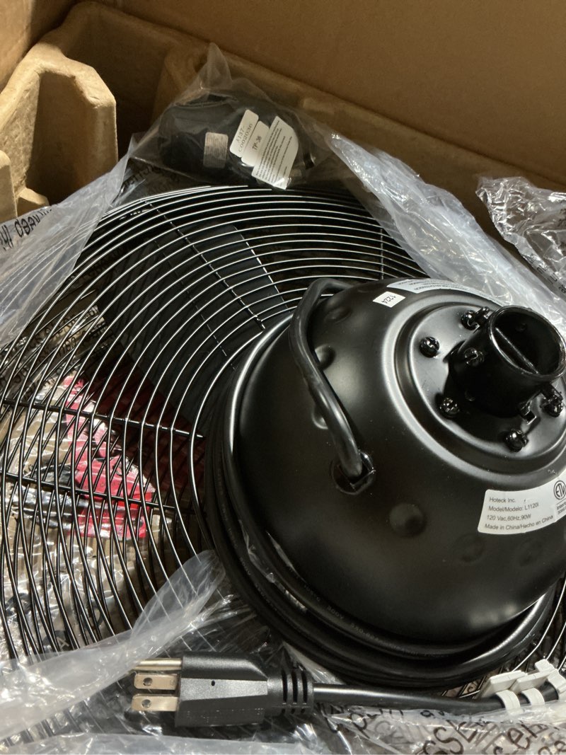 Condition photo showing As Is for harbor breeze valdosta 20-in outdoor black with black blades cage ceiling fan without light - remote included ( 3 -blade )