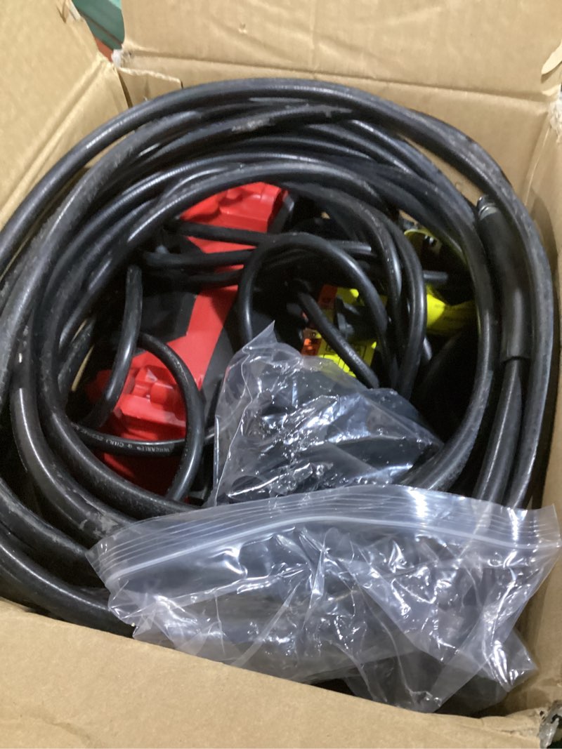 Condition photo showing As Is for electric pressure washer, 1850 psi max,1.0 gpm, 5" wheels, 18m cord/hose length max, power washer for patio, car, driveway, fence & home cleaning red