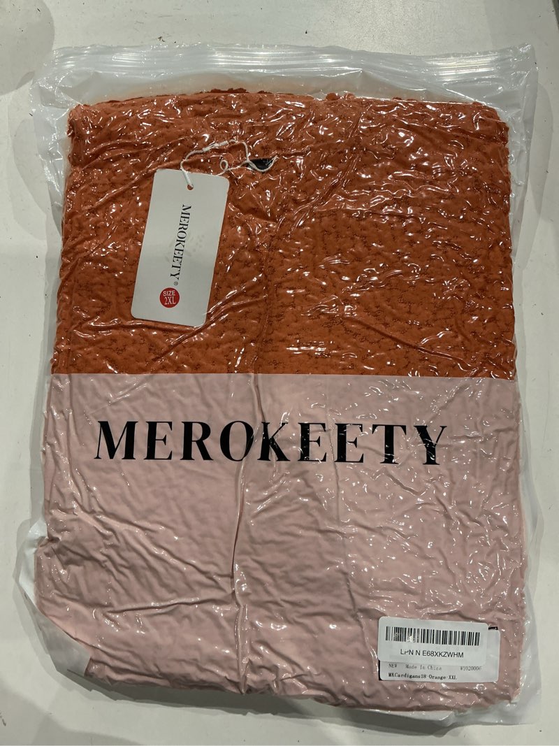 Condition photo showing New/Like New for merokeety women's long sleeve soft chunky knit sweater open front cardigans outwear coat xx-large orange