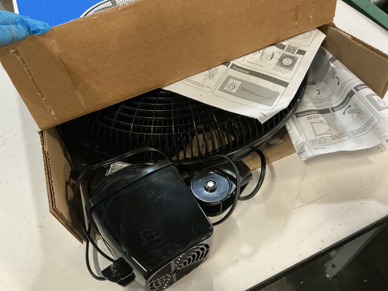 Condition photo showing As Is for lasko 2521 16 inch 3-speed quiet adjustable tilting wide-area oscillating standing pedestal fan for bedroom, kitchen, home, and office, black