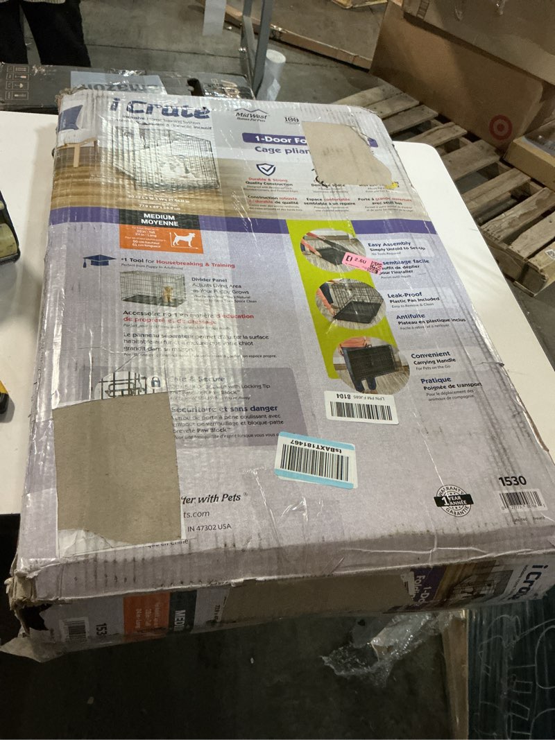 Condition photo showing As Is for MidWest Homes For Pets Single Door iCrate Metal Dog Crate  30