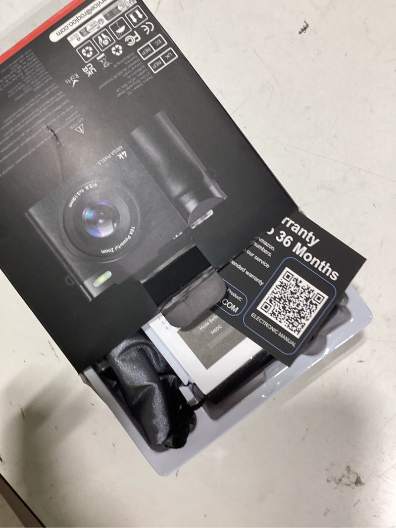 Condition photo showing As Is for digital camera 4k for photography vlogging: 50mp cameras for video - 16x zoom photo camera gifts for teens ages 8-16 - 180°flip screen compact cámara - point and shoot digital cameras for youtube