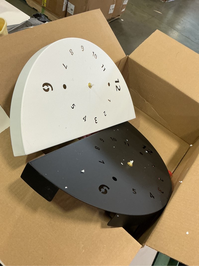 Condition photo showing As Is for Wall Mounted Double Sided Wall Clock Modern Battery Operated Decorative Wall Clock with Pendulum