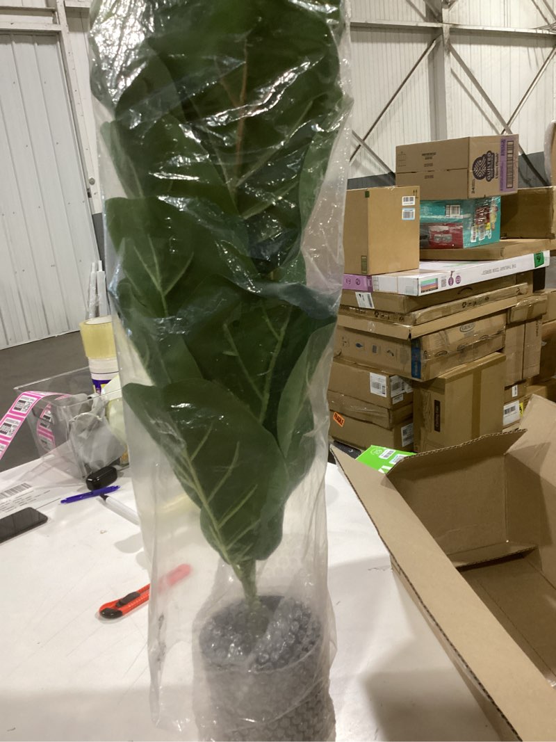 Condition photo showing Good Condition for BESAMENATURE 30.5" Little Artificial Fiddle Leaf Fig Tree/Faux Ficus Lyrata for Home Office Decoration, Ships in Silvery Gray Planter Silvery Grey Planter 1
