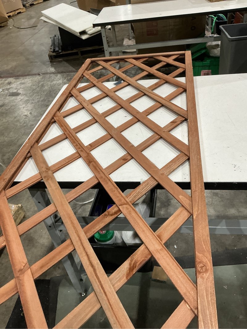 Condition photo showing As Is for style selections 24.02-in w x 72.05-in h brown wood garden trellis