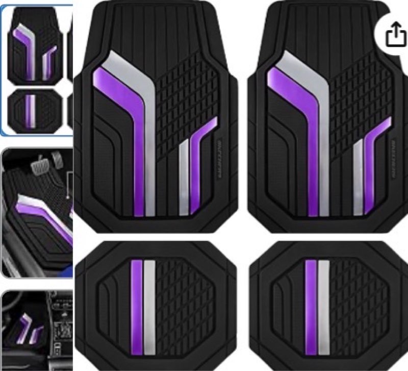 Skechers Heavy Duty Rubber Car Floor Mats,Dual Color Design Floor Mats,All Weather Car Mats,Waterproof Trim to Fit Universal Floor Car Accessories,Automotive Floor Mats for Cars Trucks Suvs,Purple
