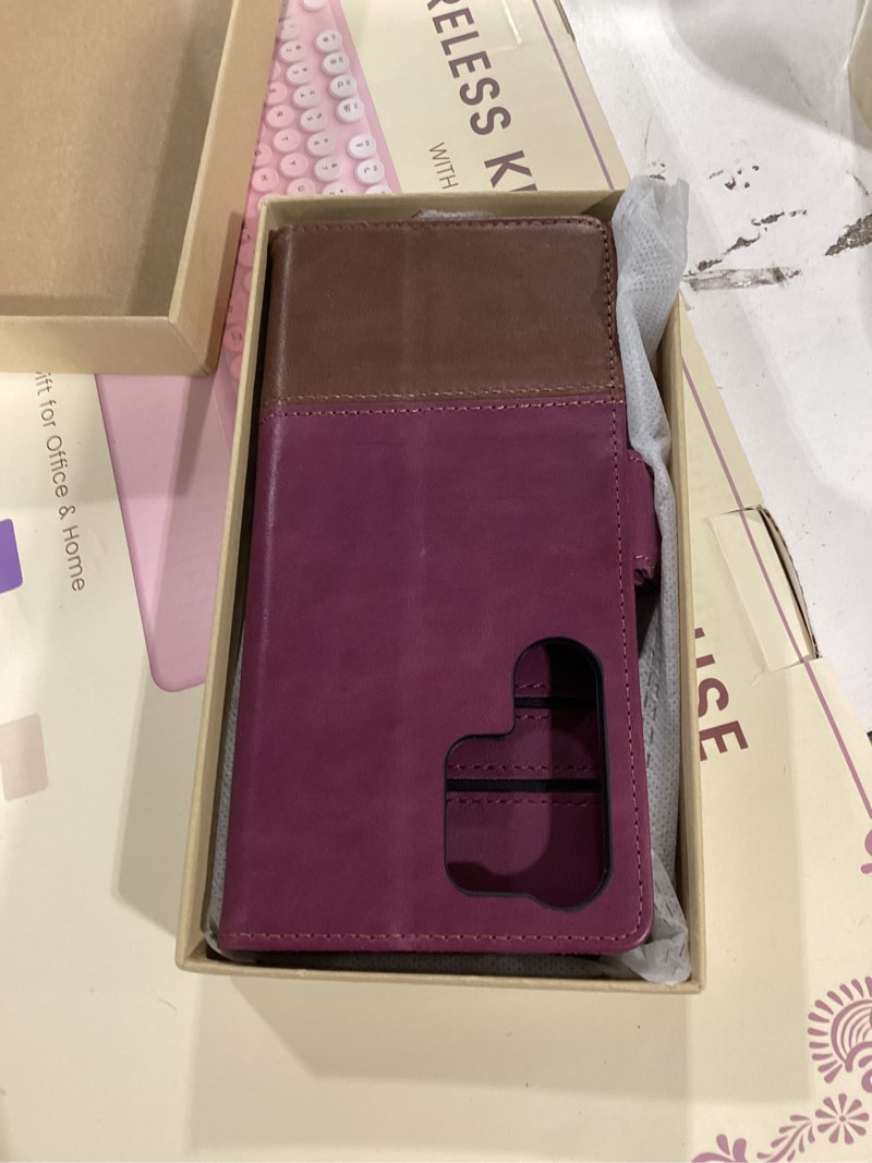 Condition photo showing Good Condition for kezihome genuine leather wallet case for samsung galaxy s23 ultra | purple/brown, rfid blocking wallet case for women men, card slot, flip magnetic stand, compatible with samsung s23 ultra galaxy s23 ultra case purple/brown