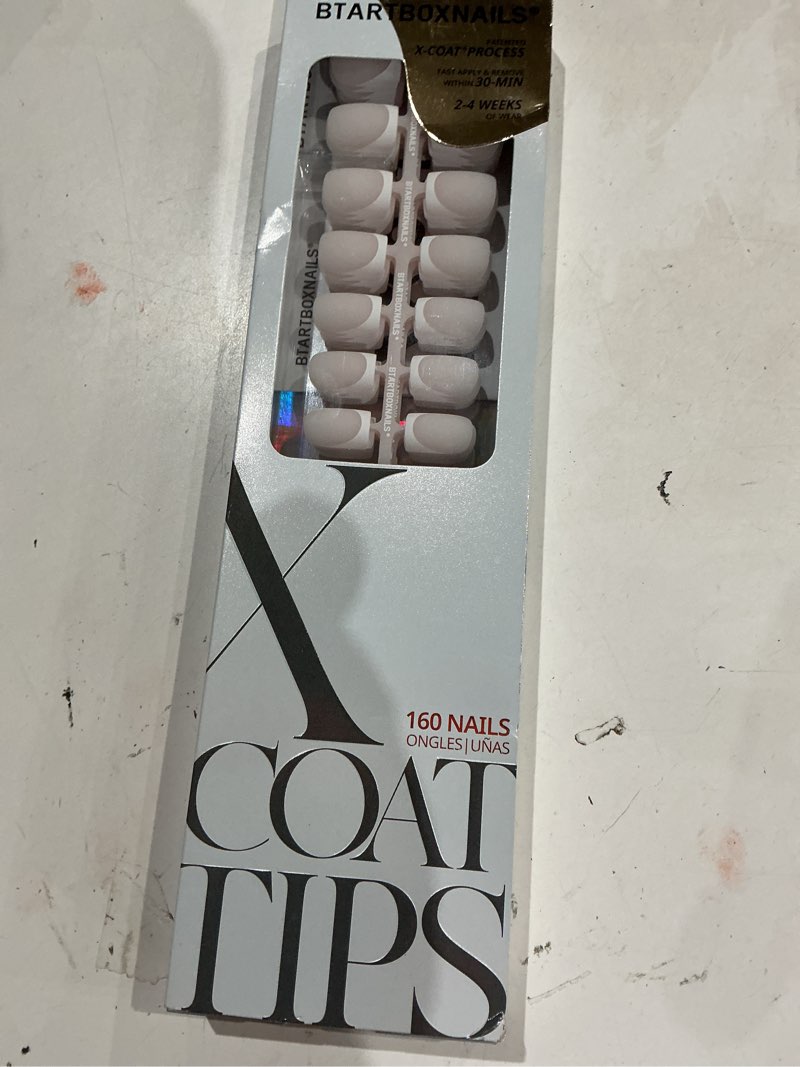 Condition photo showing As Is for btartboxnails xcoattips french tip nails - white press on nails short, 160 pcs milky white square soft gel nail tips, soak off false nail extensions for gift 04 s - square white french in white base